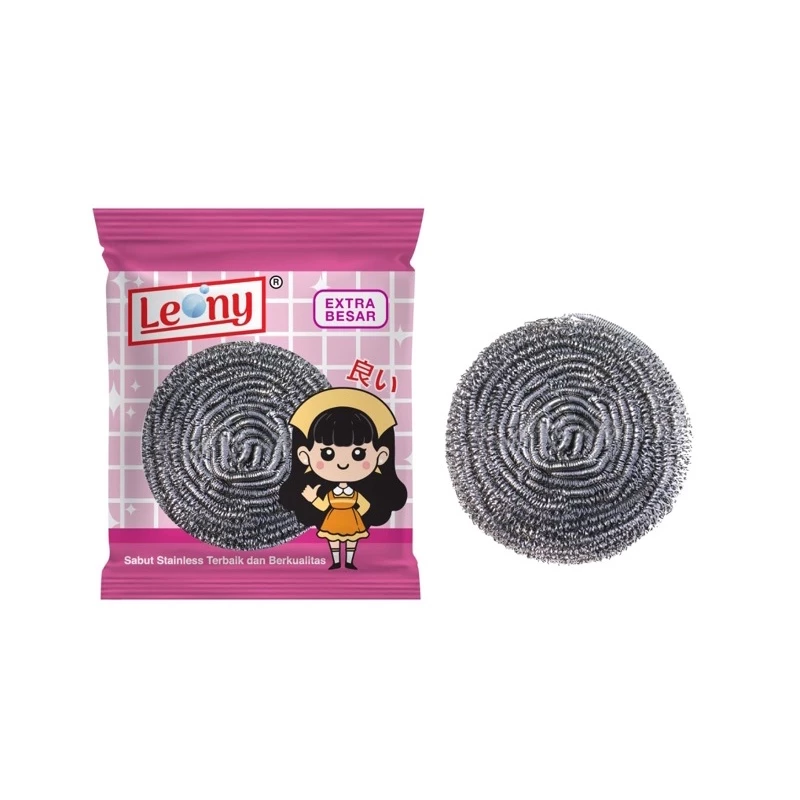 Sabut Stainless Leony Extra Besar Anti Karat kawat gosok panci Tahan Lama