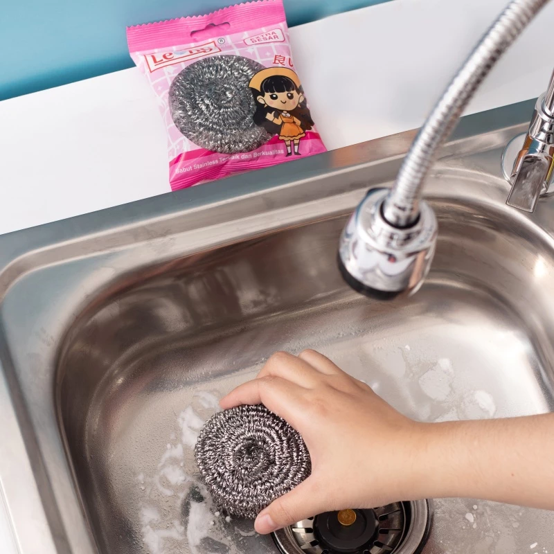 Sabut Stainless Leony Extra Besar Anti Karat kawat gosok panci Tahan Lama