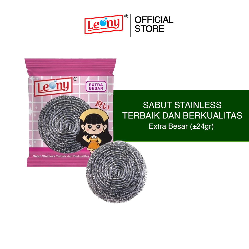 Sabut Stainless Leony Extra Besar Anti Karat kawat gosok panci Tahan Lama