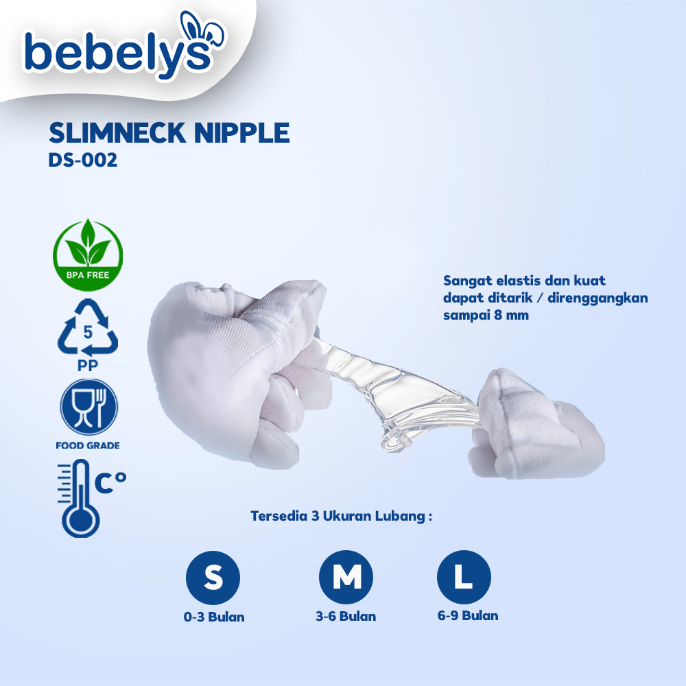 Bebelys Dot Bayi Gepeng Slimneck Nipple BPA Free DS-002