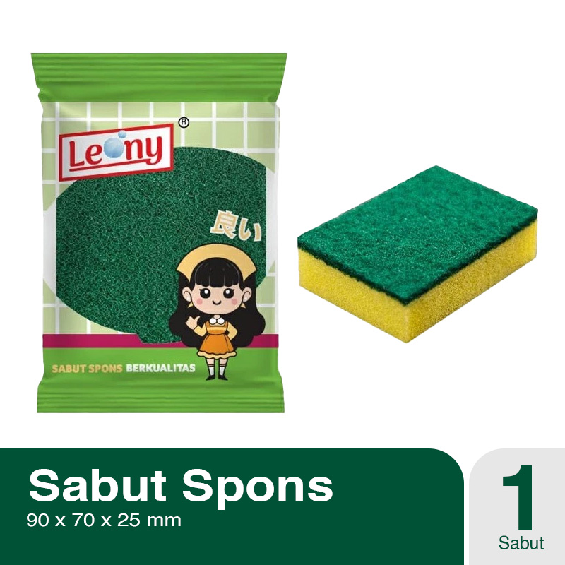 Sabut Spon Cuci Piring Dapur Leony Hijau Kuning Spons Reguler Busa Ampuh Angkat Noda Membandel