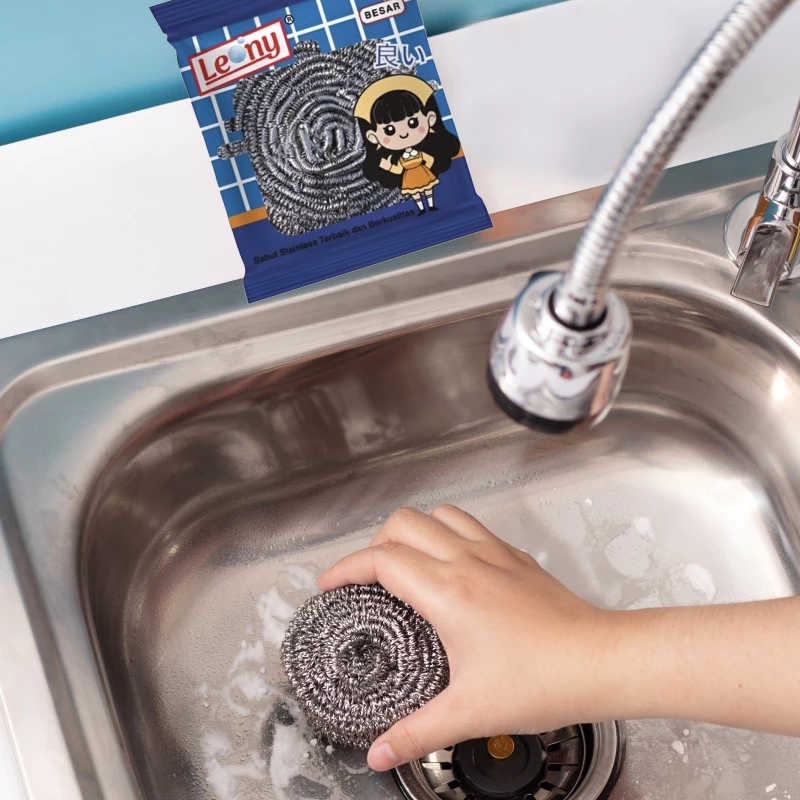 Sabut Stainless Leony Besar Anti Karat kawat gosok panci Tahan Lama
