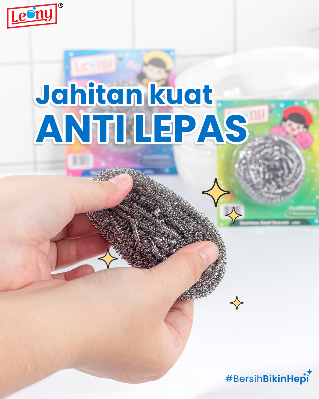 Sabut Stainless Leony Super Jumbo Anti Karat kawat gosok panci Tahan Lama