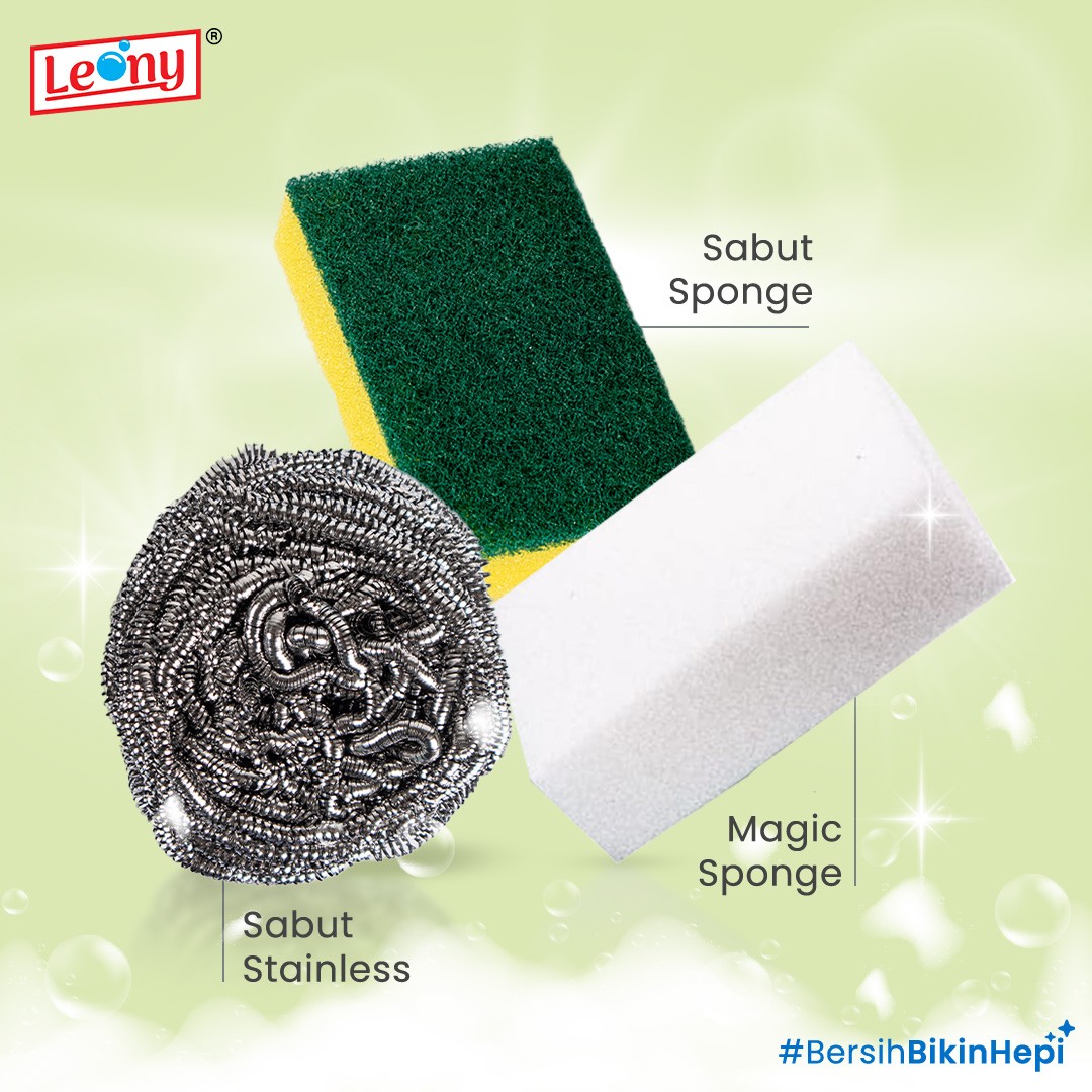 Sabut Stainless Leony Medium Anti Karat kawat gosok panci Tahan Lama
