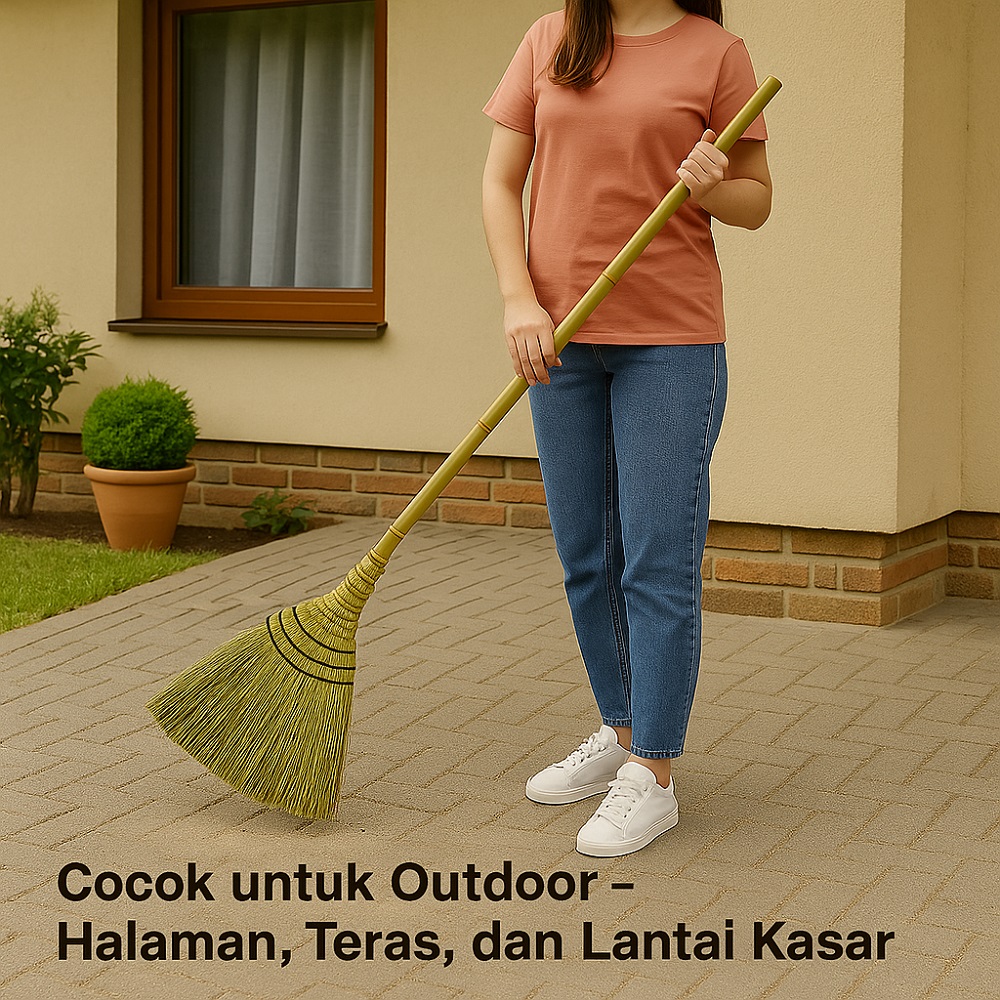 IKOCA Sapu Rumput Premium Adela Sapu Lantai Sapu Grass Broom Gagang Bambu Kuat IKO-226