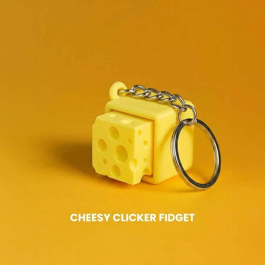 Ktmstore - Cheesy Clicker Fidget Gantungan Kunci Mechanical Keyboard Keycap Keju 3D ASMR Clicky