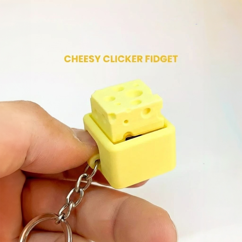 Ktmstore - Cheesy Clicker Fidget Gantungan Kunci Mechanical Keyboard Keycap Keju 3D ASMR Clicky