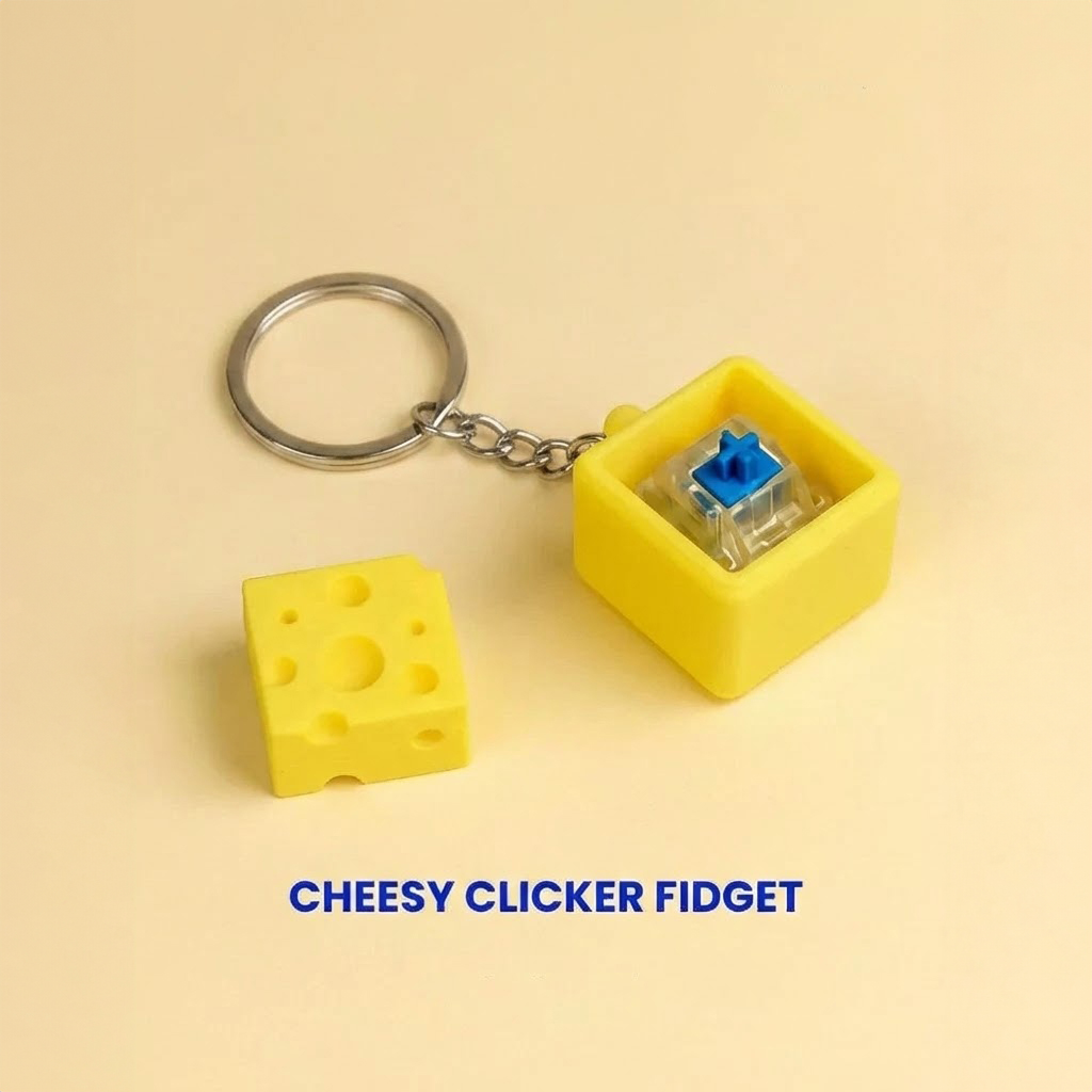 Ktmstore - Cheesy Clicker Fidget Gantungan Kunci Mechanical Keyboard Keycap Keju 3D ASMR Clicky