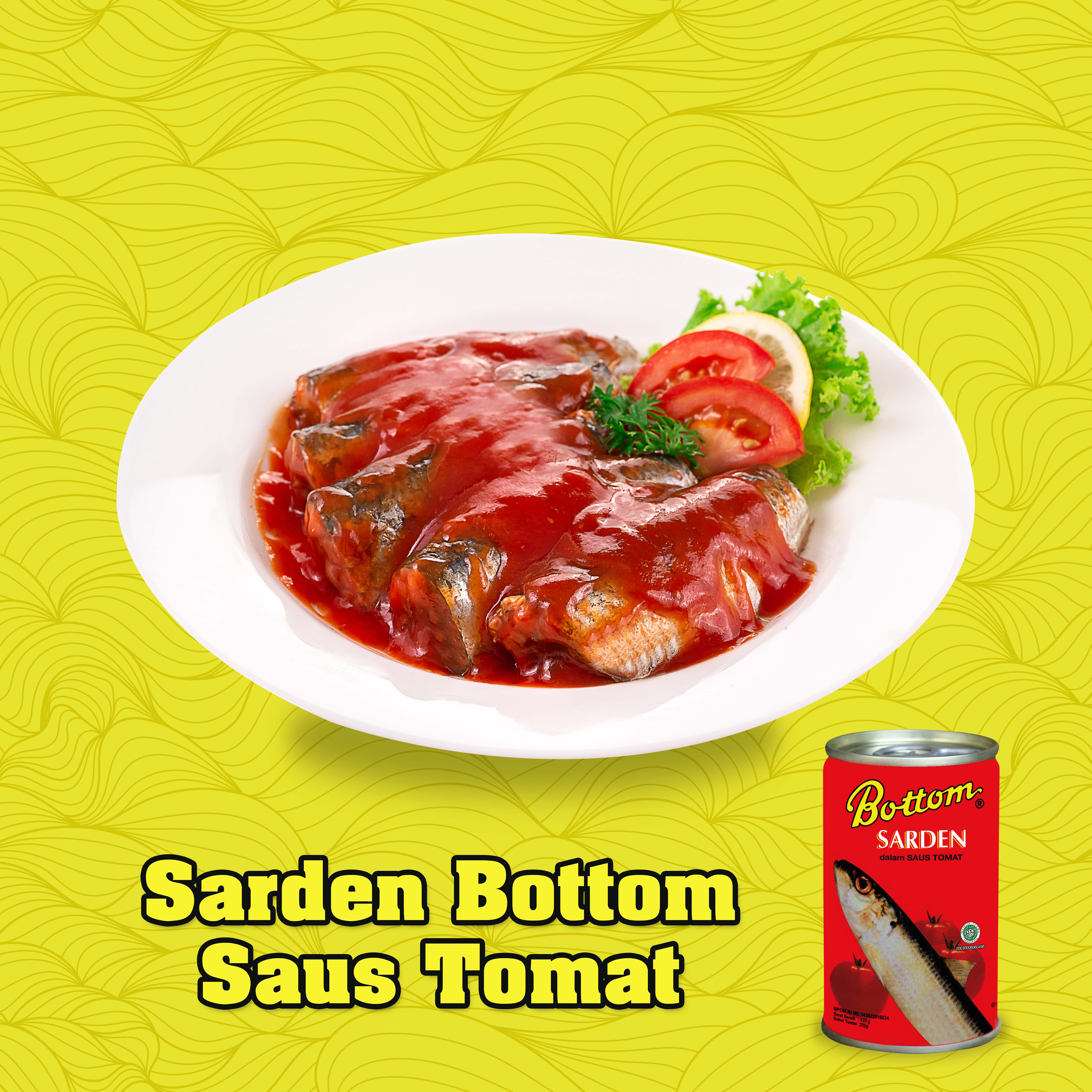 Paket 2 pc Bottom Sarden saus tomat Makanan Ikan Kaleng 425 g