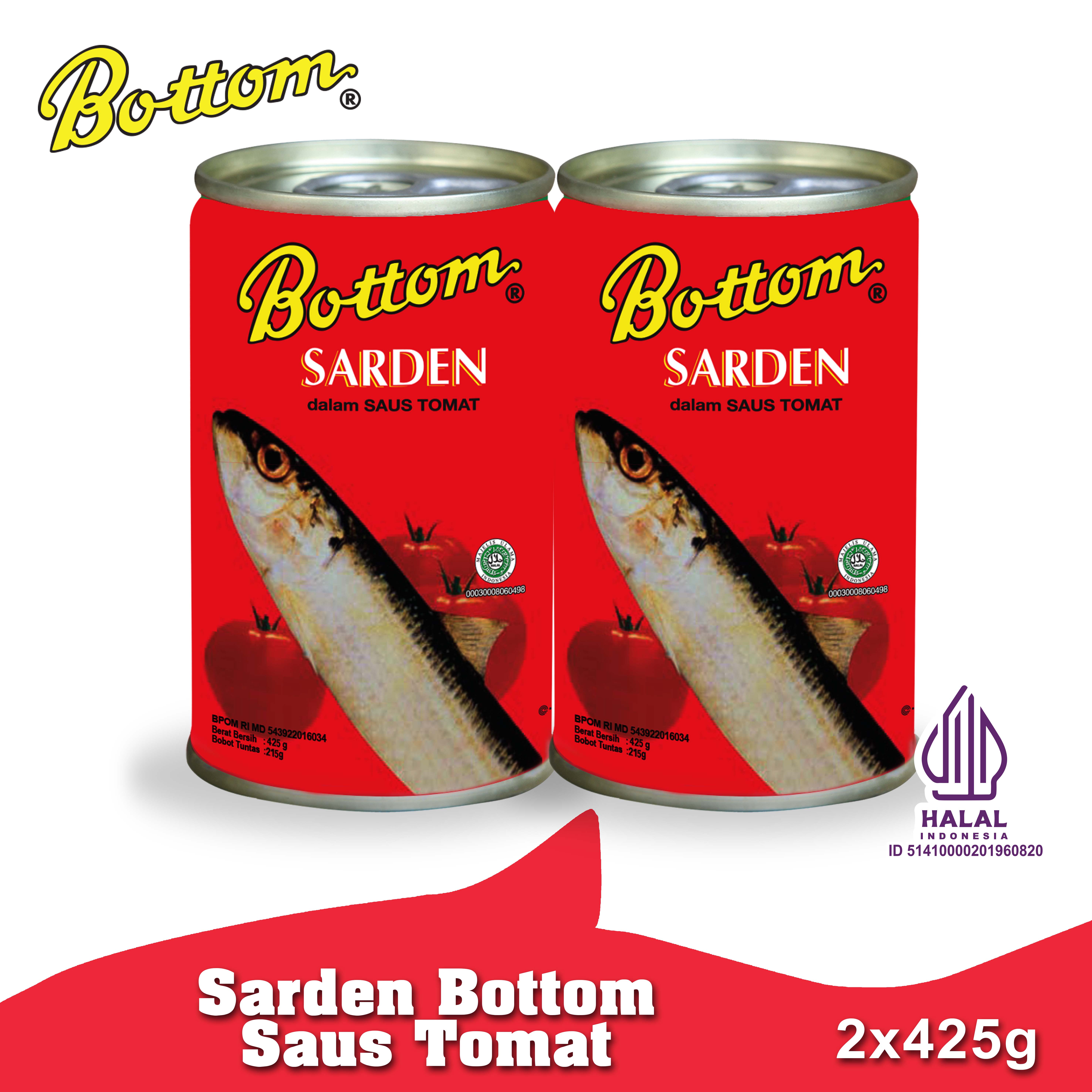Paket 2 pc Bottom Sarden saus tomat Makanan Ikan Kaleng 425 g