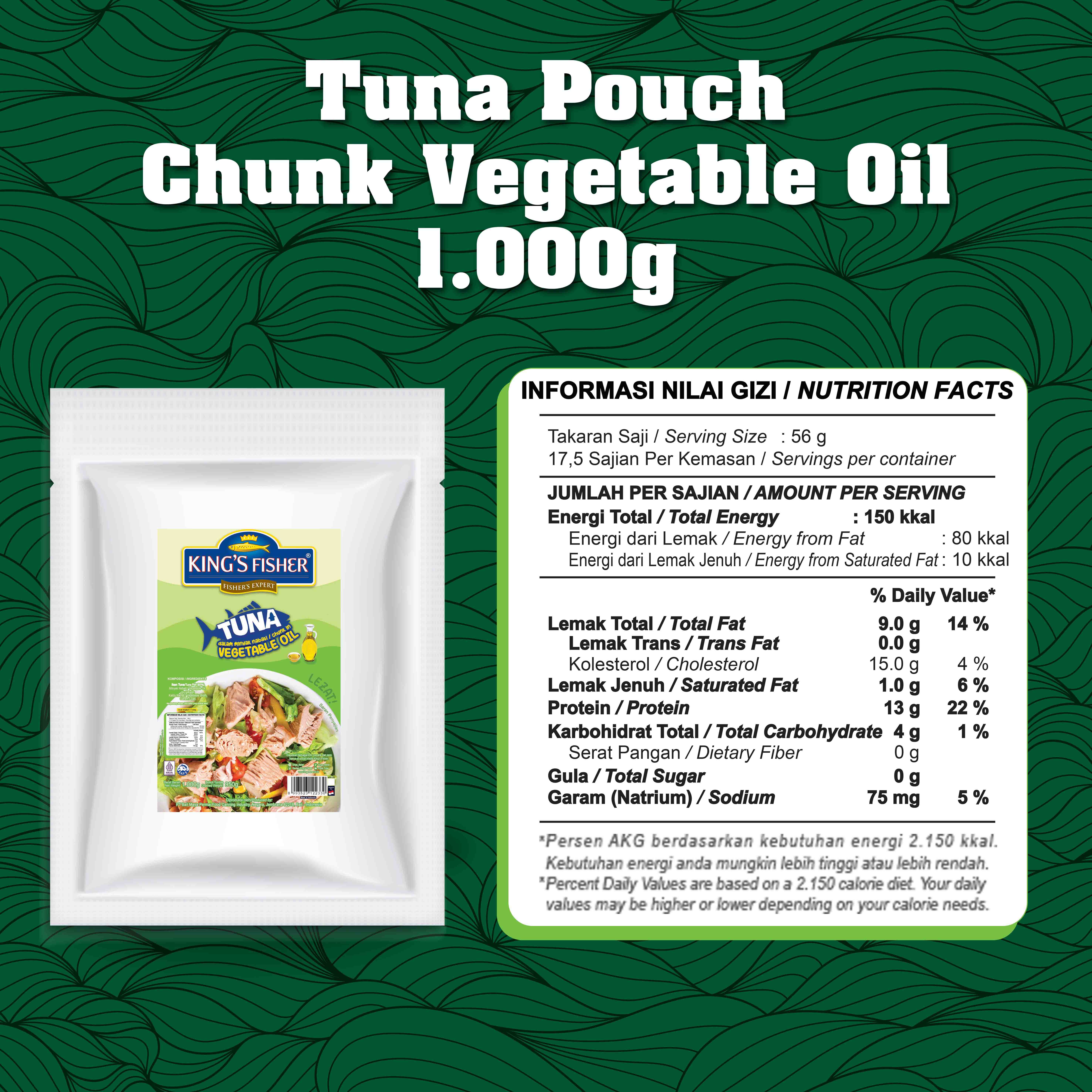King's Fisher Tuna Minyak Nabati in Oil Pouch Tuna Ikan Kaleng 1000 gr