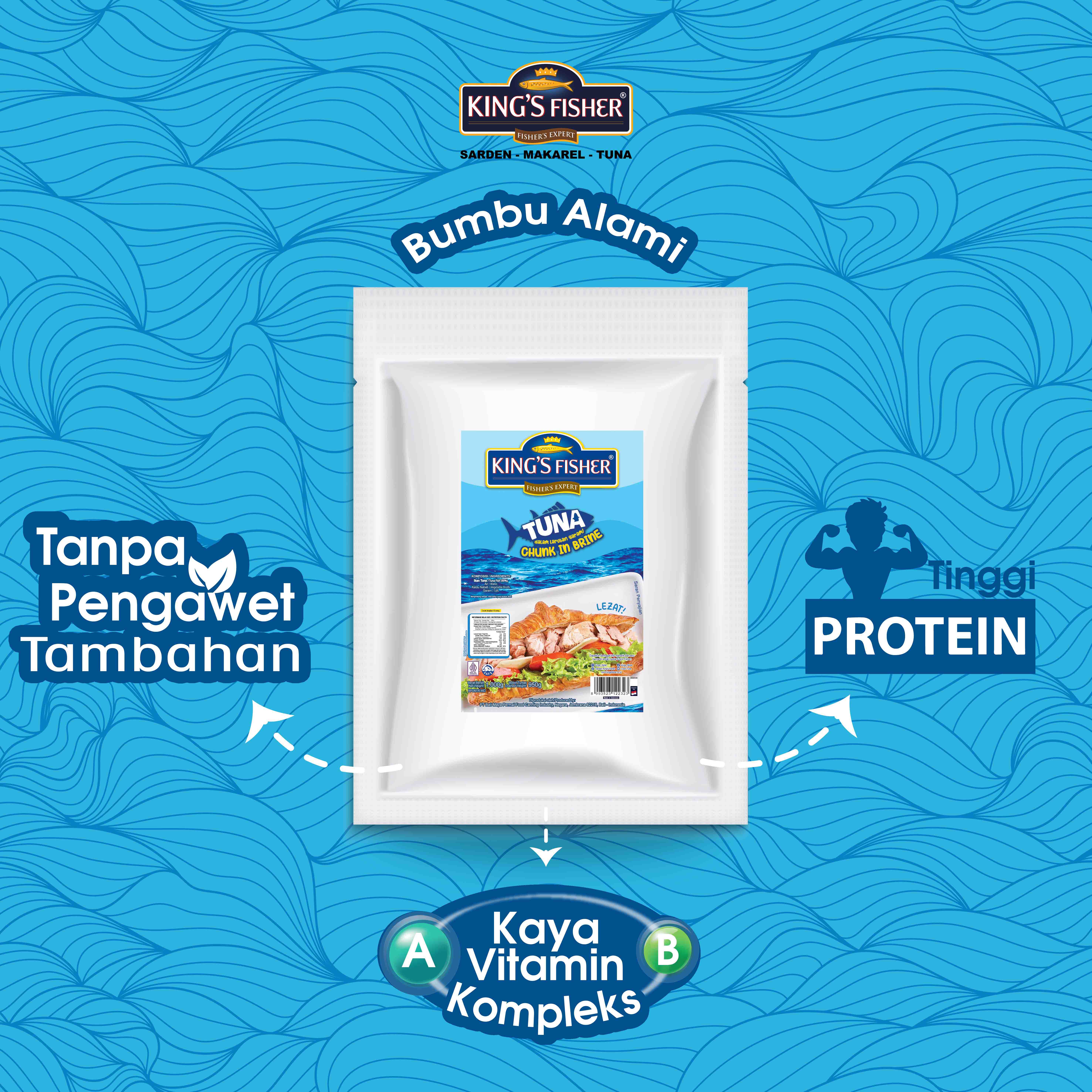 King's Fisher Tuna Air Garam Pouch Tuna Ikan Kaleng in Brine 1000 gr