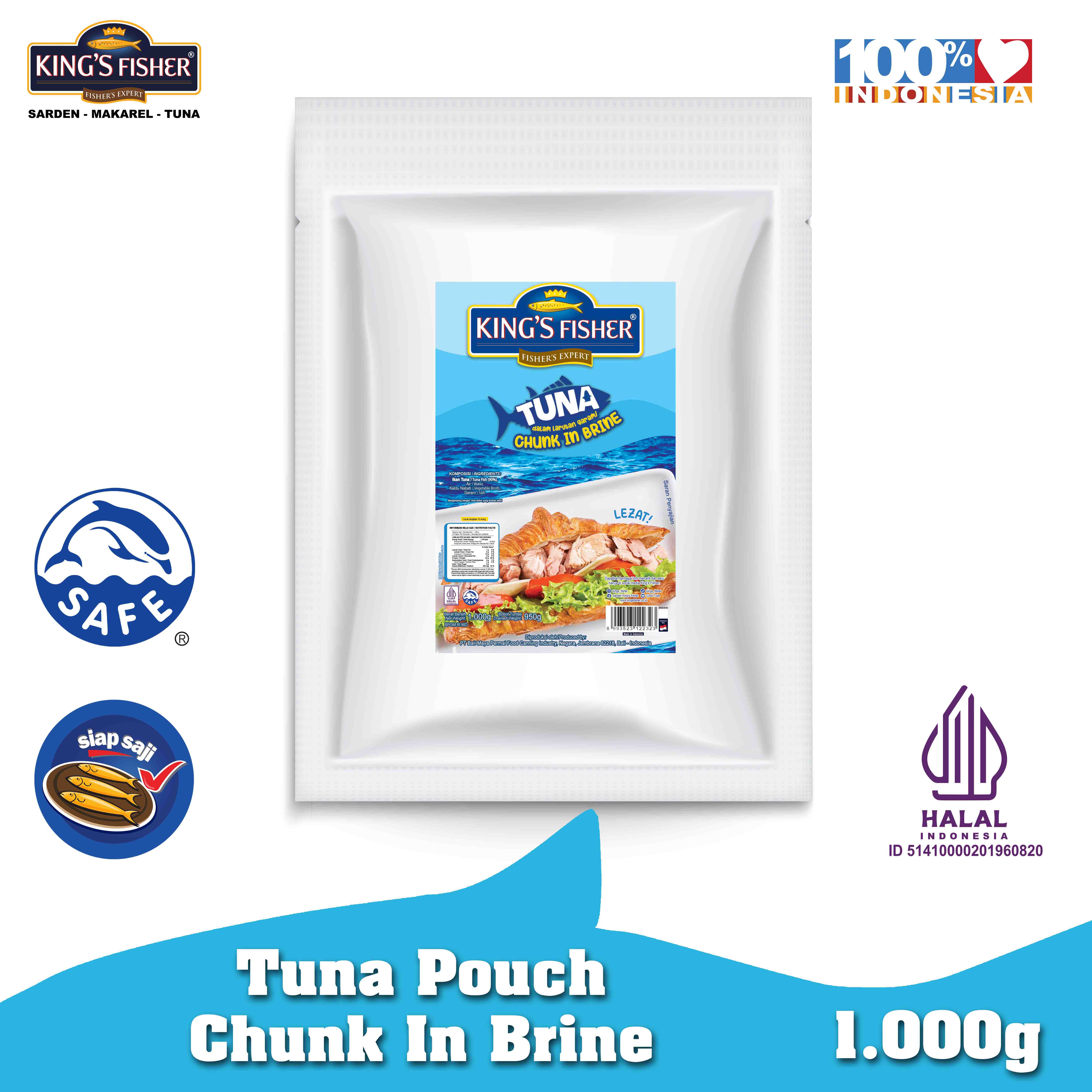 King's Fisher Tuna Air Garam Pouch Tuna Ikan Kaleng in Brine 1000 gr