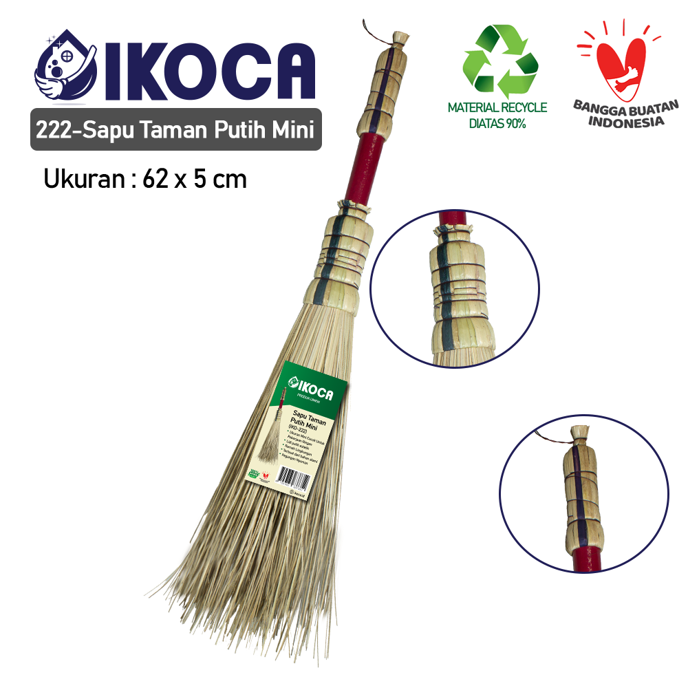 Sapu Lidi Mini Gagang alat kebersihan sapu lidi taman Putih Mini IKOCA IKO-222