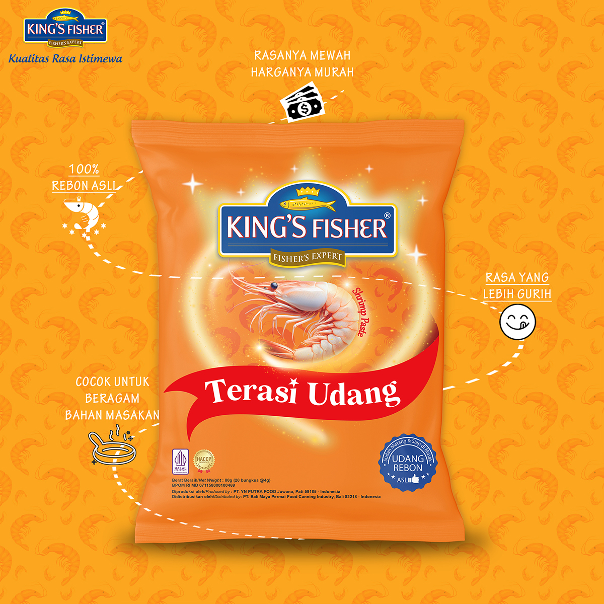 King's Fisher Terasi Udang 20 x 4 g Trasi Udang Rebon Asli Wangi Enak