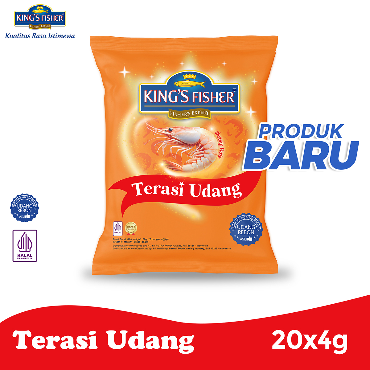 King's Fisher Terasi Udang 20 x 4 g Trasi Udang Rebon Asli Wangi Enak