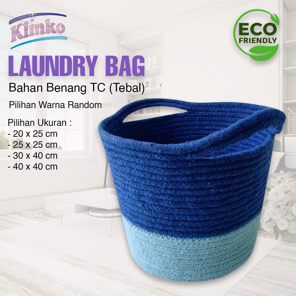 LAUNDRY BAG 25x25 Laundry Bag Color Tas Keranjang Baju Tempat Pakaian Kotor Bahan Benang TC Klinko