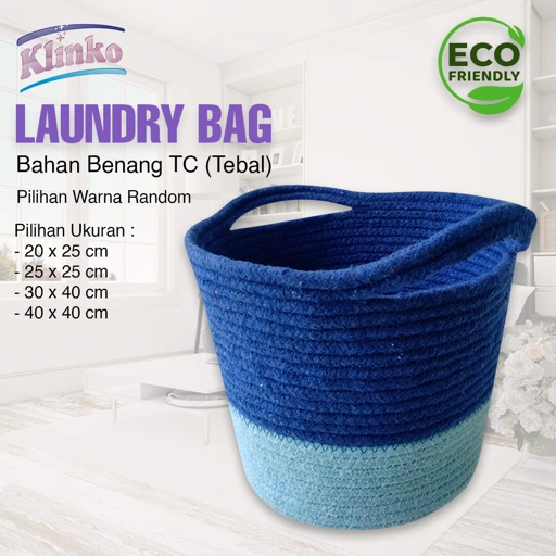 LAUNDRY BAG 25x25 Laundry Bag Color Tas Keranjang Baju Tempat Pakaian Kotor Bahan Benang TC Klinko