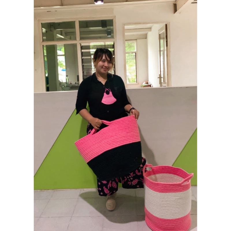 LAUNDRY BAG 20x25 Laundry Bag Color Tas Keranjang Baju Tempat Pakaian Kotor Bahan Benang TC Klinko