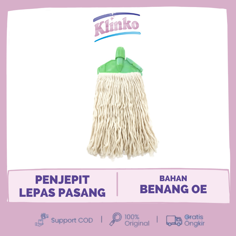 REFILL OE NATURAL Alat Pel Lantai Putih Jepit Mop Triliant OE White Katun Klinko