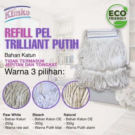 REFILL RAW WHITE Alat Pel Lantai Putih Jepit Mop Triliant OE White Katun Klinko