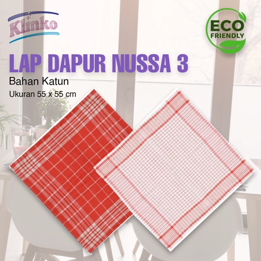 Serbet Makan Nussa Kain Lap Dapur Piring Motif Kotak Halus Tebal Klinko