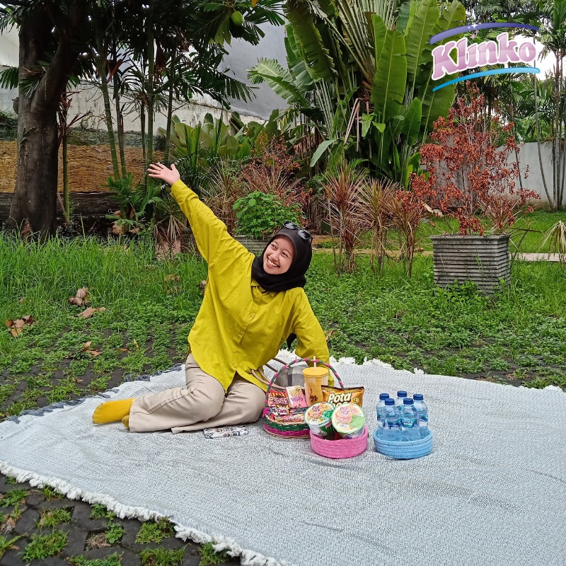 Travel Matt Kain Tikar Lipat Piknik Karpet Tenun Tamasya 175 x 250 cm Klinko