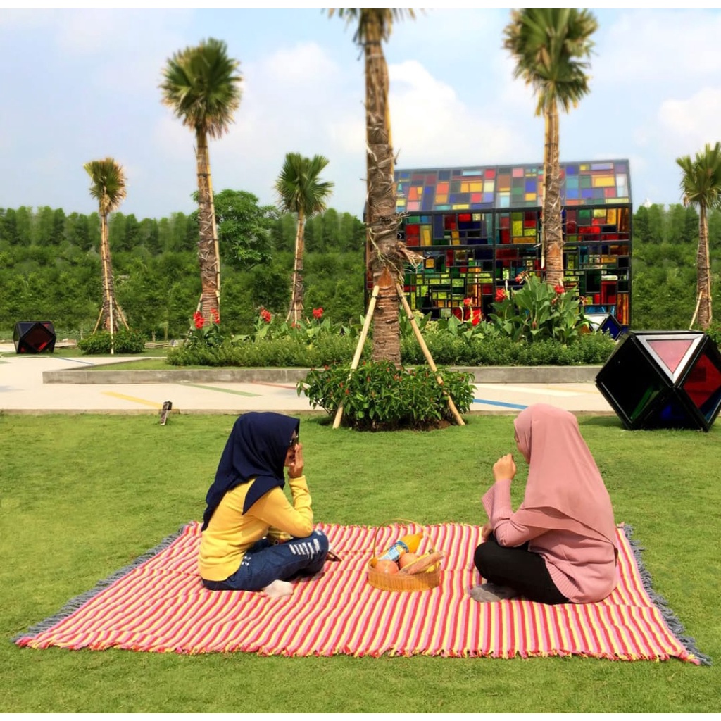 Travel Matt Kain Tikar Lipat Piknik Karpet Tenun Tamasya 175 x 250 cm Klinko
