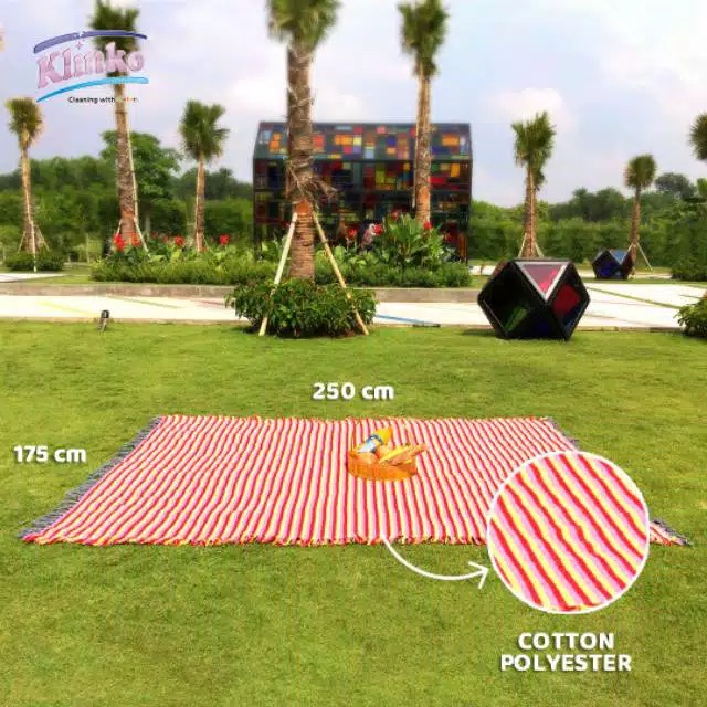 Travel Matt Kain Tikar Lipat Piknik Karpet Tenun Tamasya 175 x 250 cm Klinko