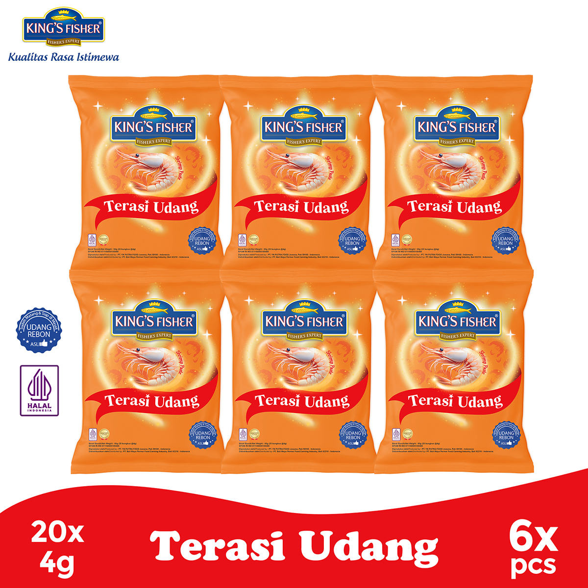 Paket 6 pak King's Fisher Terasi Udang 20 x 4 g Trasi Udang Rebon Asli Wangi Enak