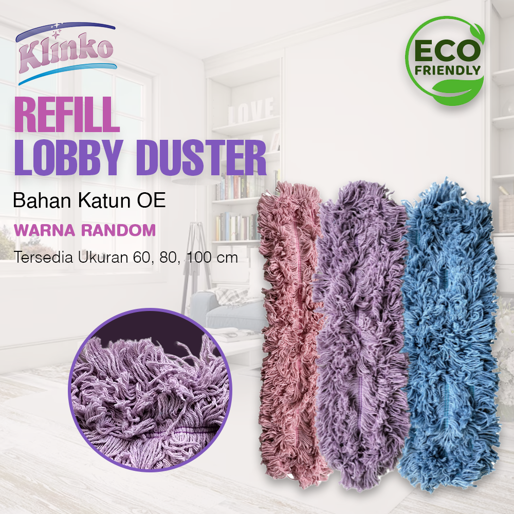 Refill Mop Lobby Duster OE Color Pel Lantai Kantor 80cm klinko