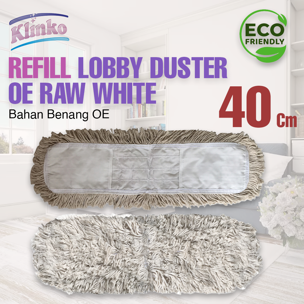 Refill Pel Mop Lobby Duster OE Raw White Pel Sumbu Lantai Kantor Lobi 40 cm klinko