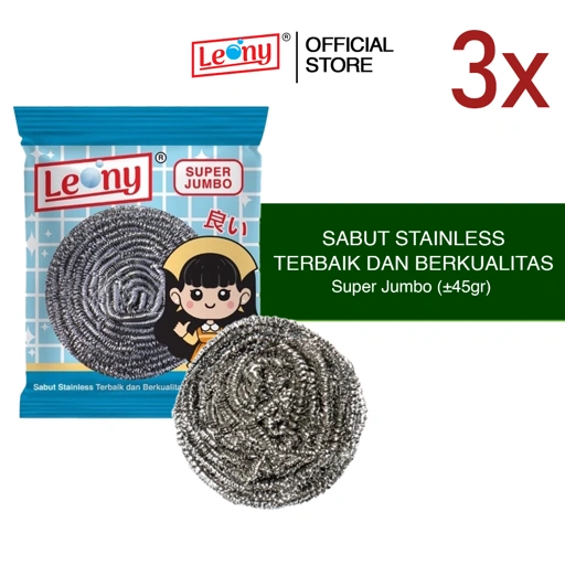 3 pcs Sabut Stainless Leony Super Jumbo Anti Karat kawat gosok panci Tahan Lama