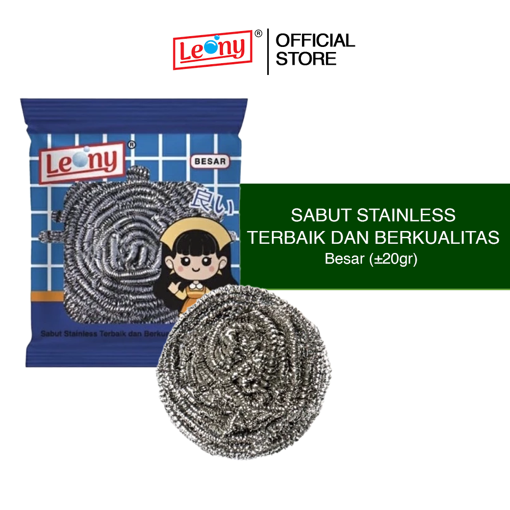 6 pcs Sabut Stainless Leony Besar Anti Karat kawat gosok panci Tahan Lama