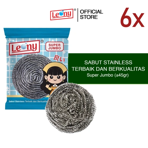 6 pcs Sabut Stainless Leony Super Jumbo Anti Karat kawat gosok panci Tahan Lama