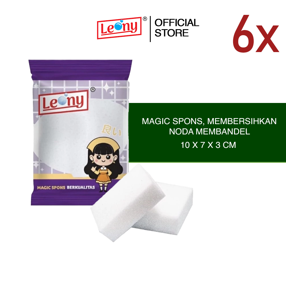 6 Pcs Magic Spon Leony Serbaguna Membersihkan Noda Membandel