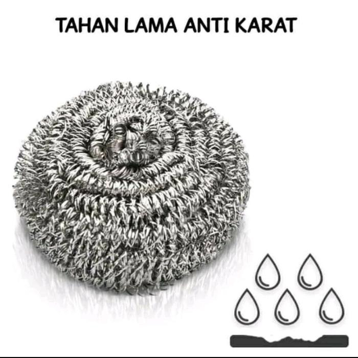 Paket 6 Pcs Scotch Brite Sabut Stainless Kawat Cuci Piring Ekonomis ID T57N