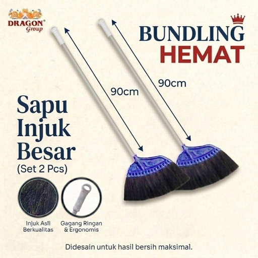 Paket 2 Pcs Dragon Sapu Ijuk Besar Sapu Lantai Rumah Sapu Kipas Besar Alat Pembersih Lantai SP120