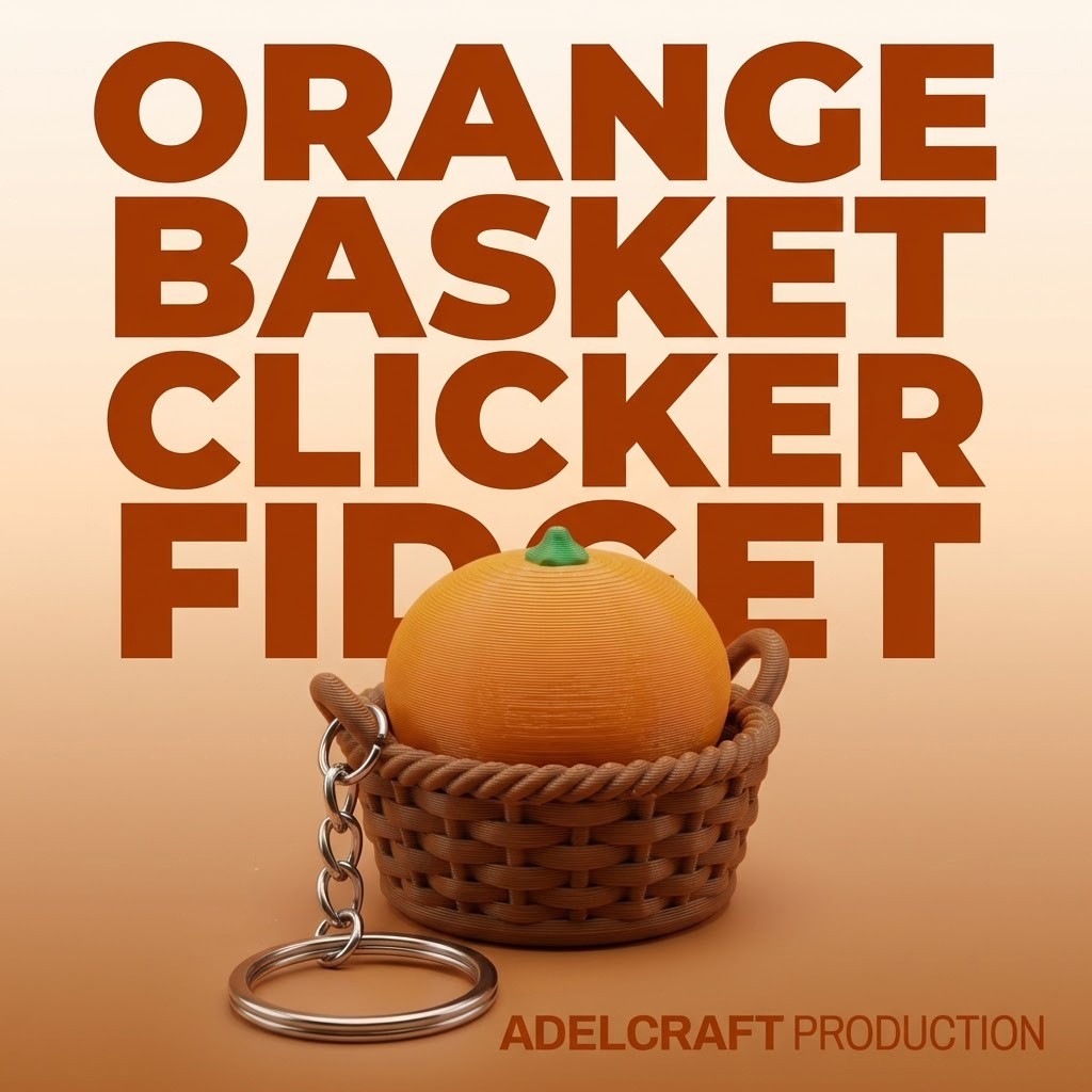 Ktmstore - Orange Basket Clicker Fidget Keranjang Jeruk Oren Gantungan Kunci Mechanical Keyboard 3D ASMR PETG