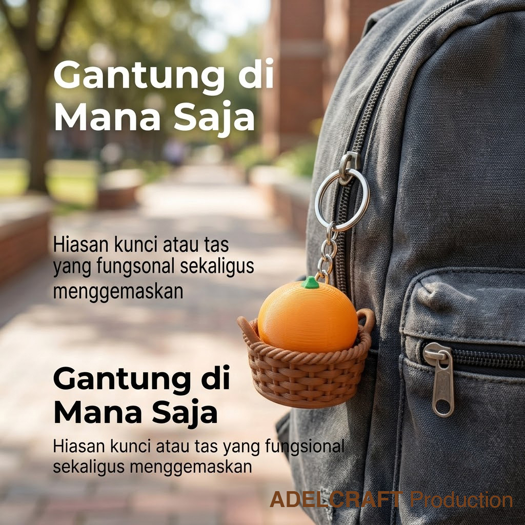 Ktmstore - Orange Basket Clicker Fidget Keranjang Jeruk Oren Gantungan Kunci Mechanical Keyboard 3D ASMR PETG