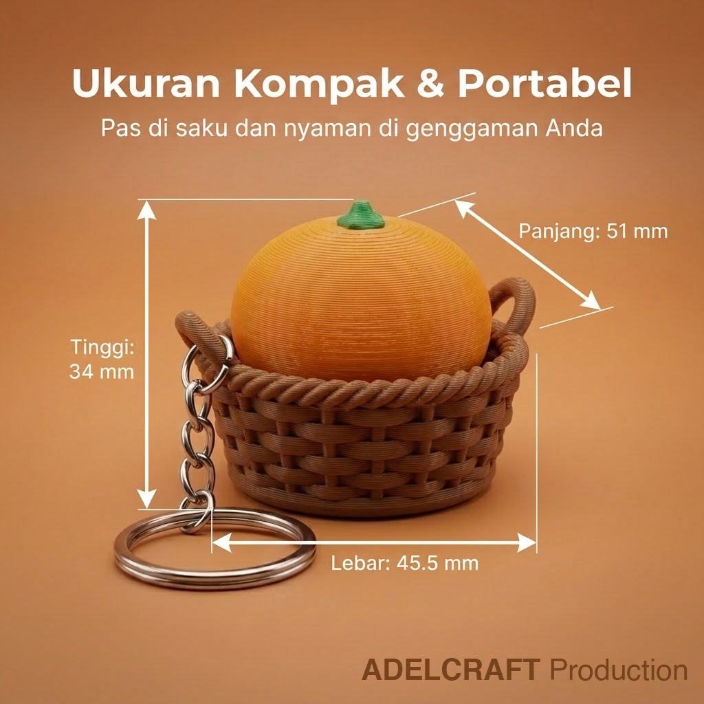 Ktmstore - Orange Basket Clicker Fidget Keranjang Jeruk Oren Gantungan Kunci Mechanical Keyboard 3D ASMR PETG
