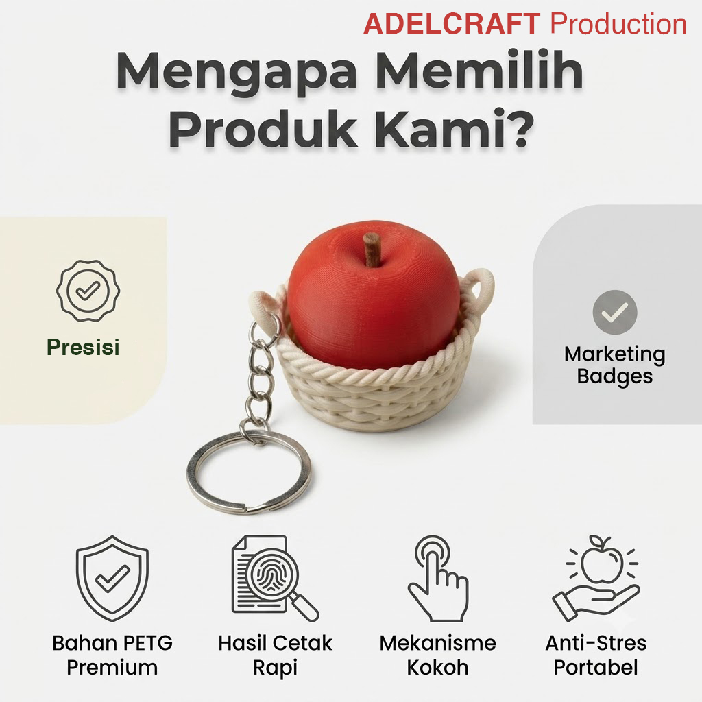 Ktmstore - Apple Basket Clicker Fidget Gantungan Kunci Mechanical Keyboard 3D ASMR PETG Keranjang Apel