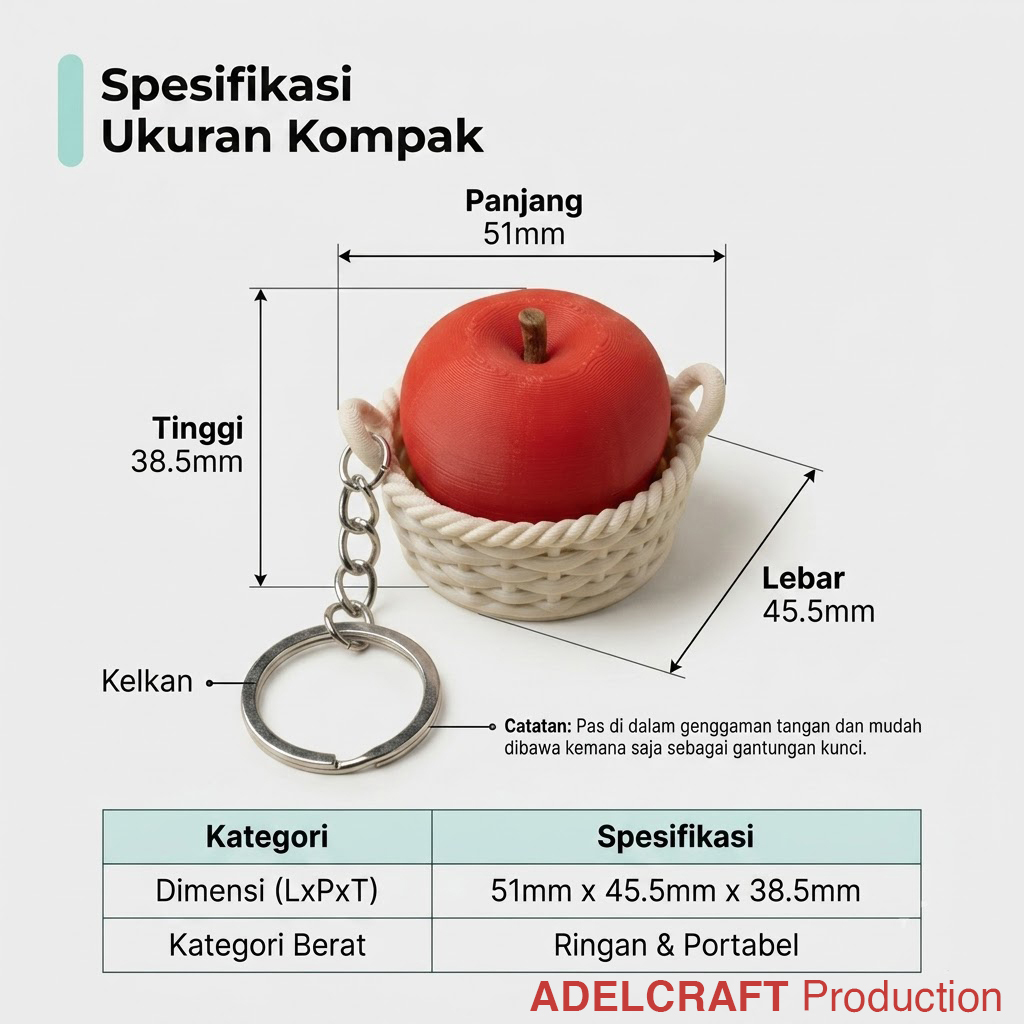 Ktmstore - Apple Basket Clicker Fidget Gantungan Kunci Mechanical Keyboard 3D ASMR PETG Keranjang Apel