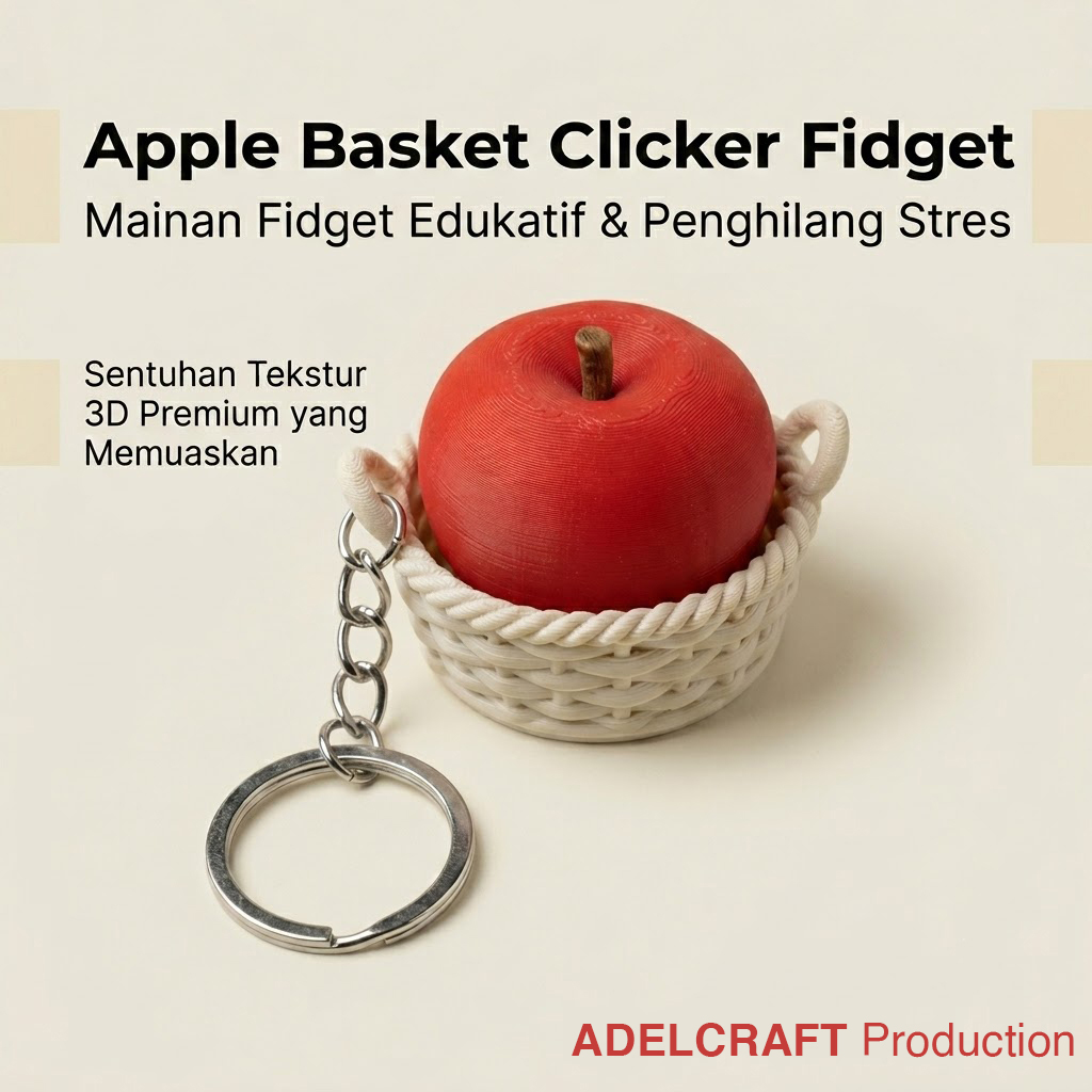 Ktmstore - Apple Basket Clicker Fidget Gantungan Kunci Mechanical Keyboard 3D ASMR PETG Keranjang Apel