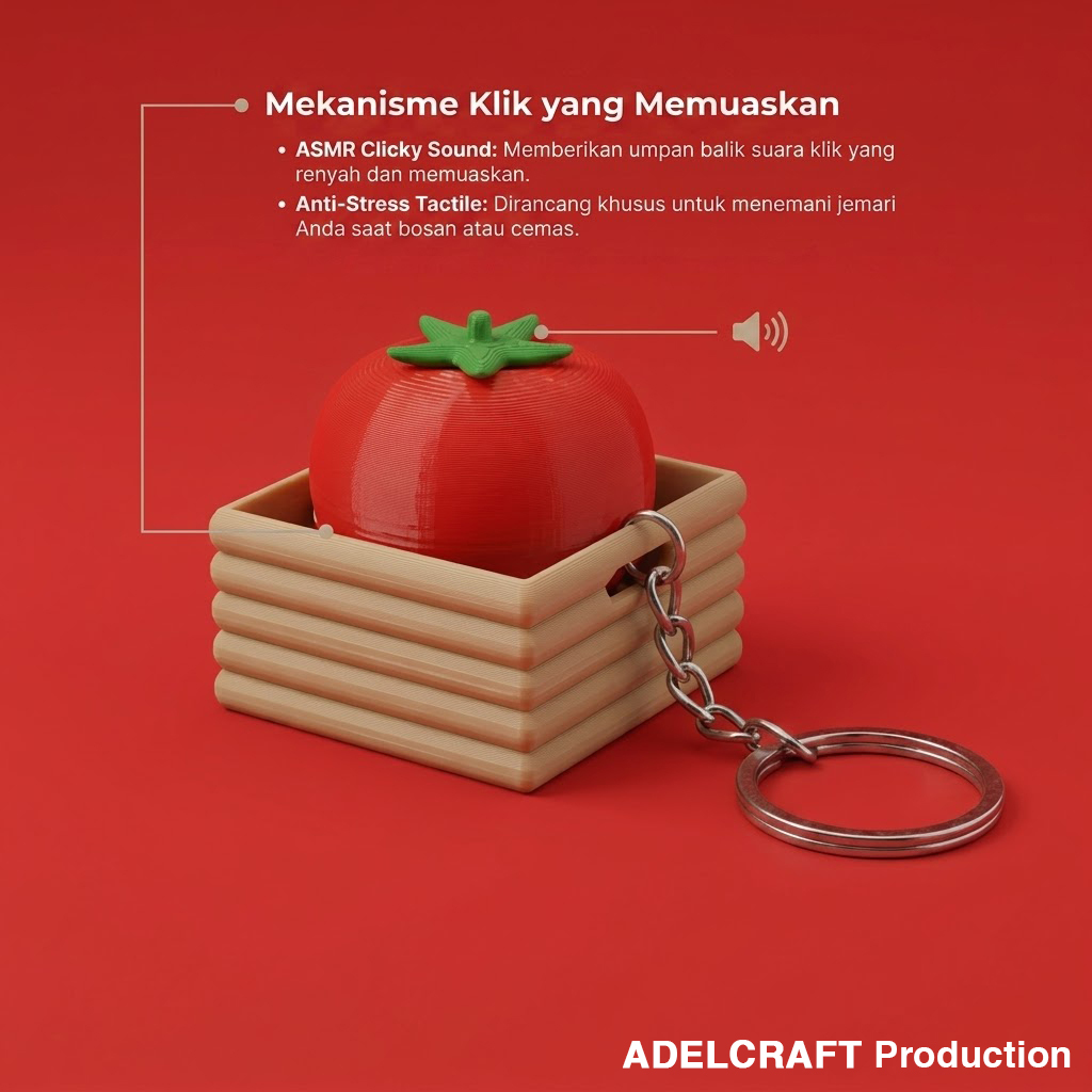 Ktmstore - Tomato Basket Clicker Fidget Keranjang Tomat Gantungan Kunci Mechanical Keyboard 3D ASMR PETG
