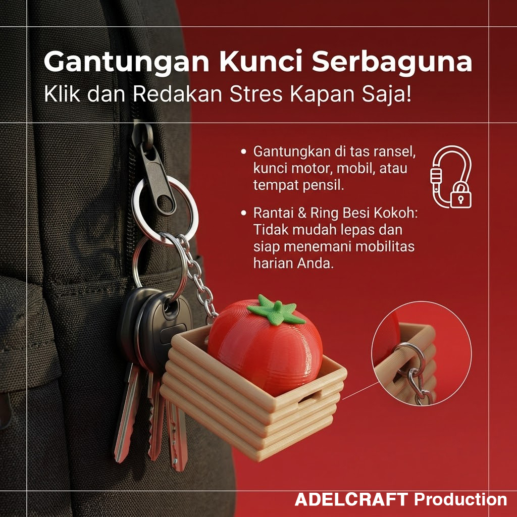 Ktmstore - Tomato Basket Clicker Fidget Keranjang Tomat Gantungan Kunci Mechanical Keyboard 3D ASMR PETG