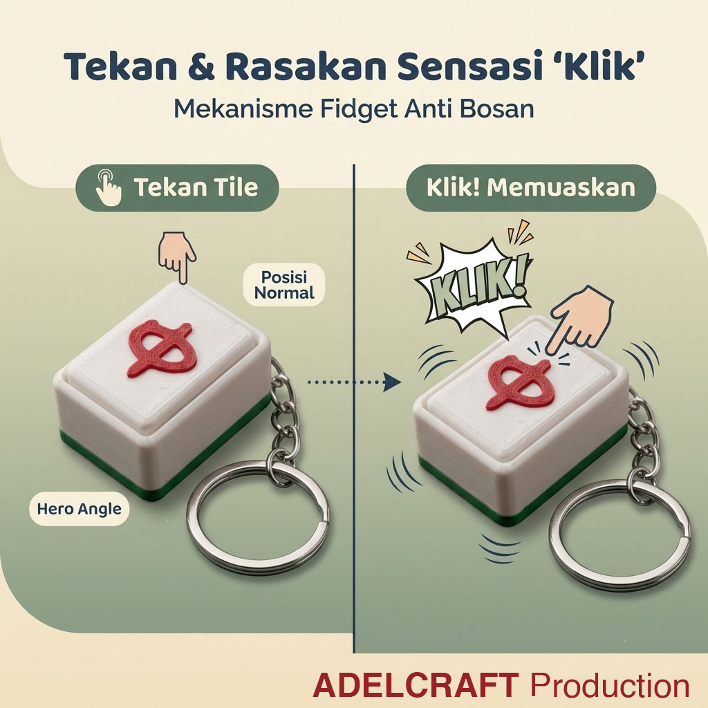 Ktmstore - Mahjong Clicker Fidget Gantungan Kunci mahyong Mechanical Keyboard 3D ASMR PETG