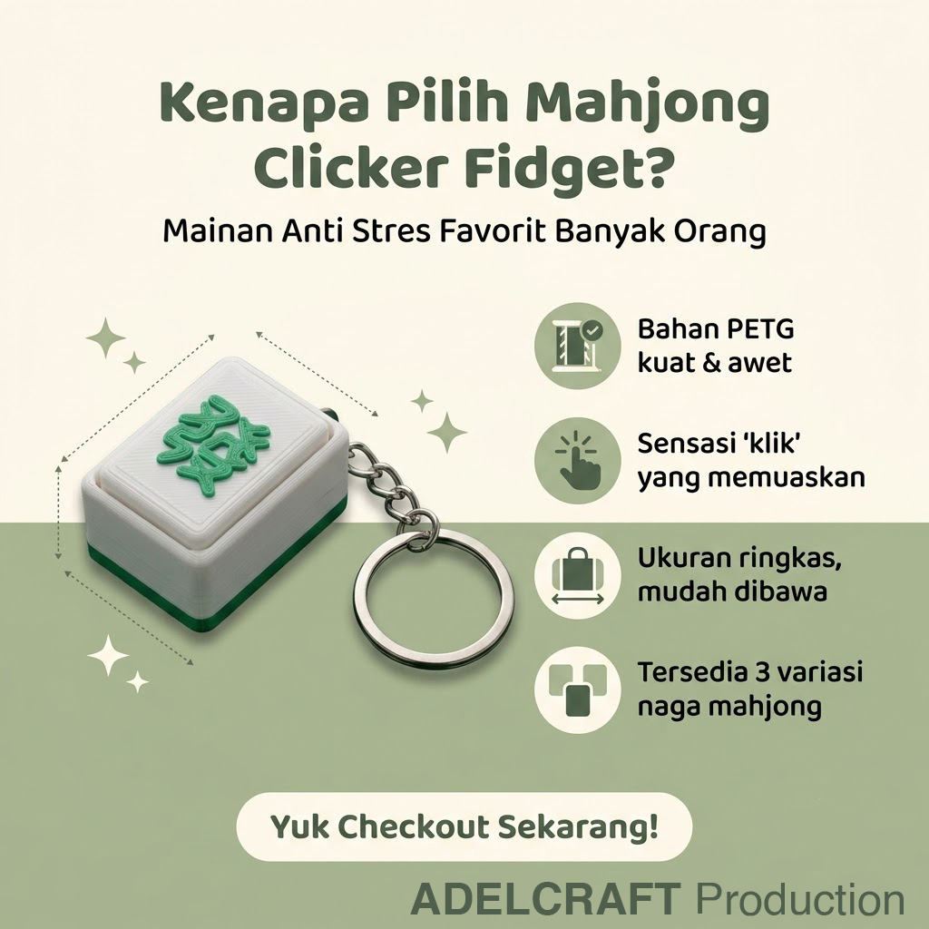 Ktmstore - Mahjong Clicker Fidget Gantungan Kunci mahyong Mechanical Keyboard 3D ASMR PETG