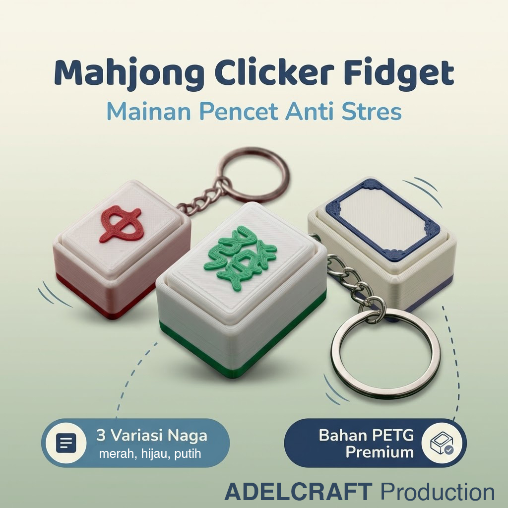 Ktmstore - Mahjong Clicker Fidget Gantungan Kunci mahyong Mechanical Keyboard 3D ASMR PETG