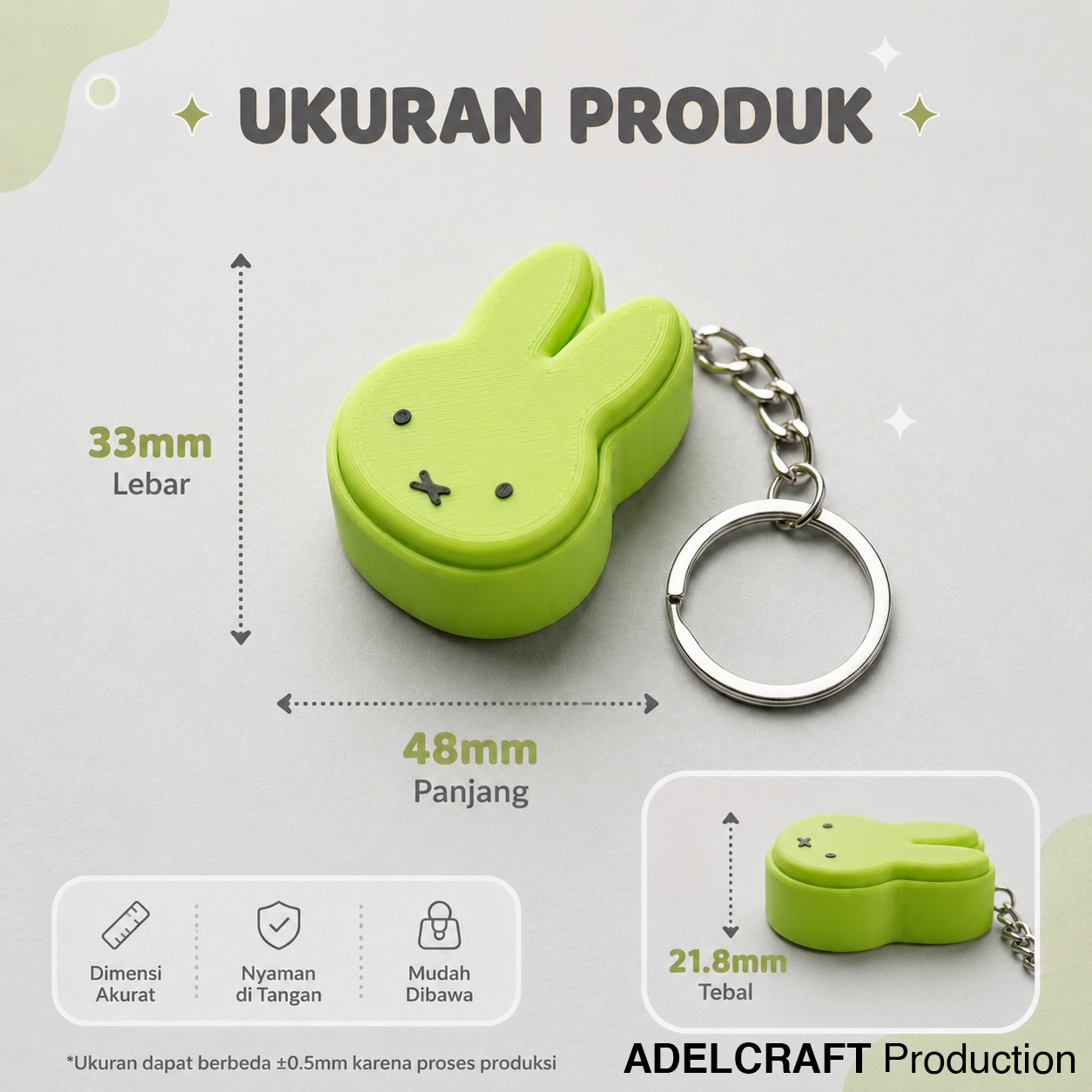 Ktmstore - Miffy Clicker Fidget Gantungan Kunci Kelinci Mechanical Keyboard 3D ASMR PETG